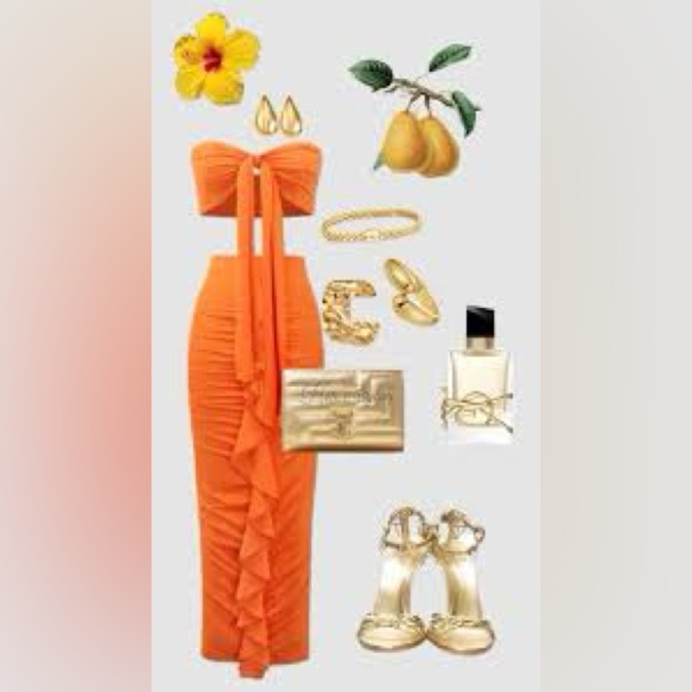 Orange Ruffled Skirt Set